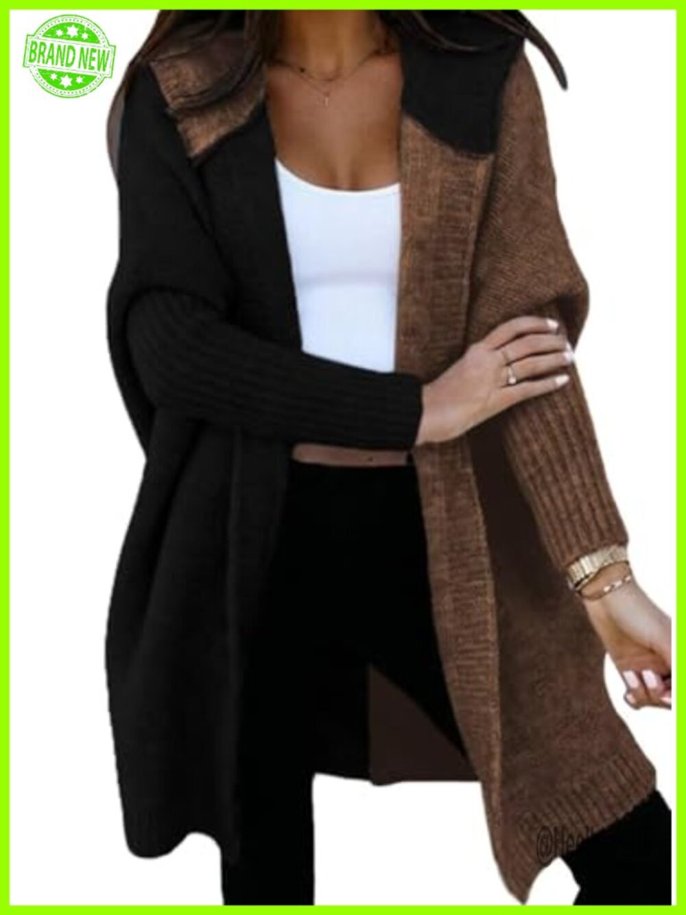 Hooded Open Front Knit Cardigan Sweater Long Sleeve Casual Fall Layer